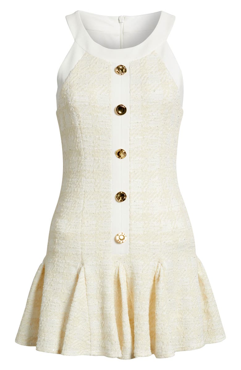 Black Halo Didi Tweed Minidress, Alternate, color, Plaid Latte