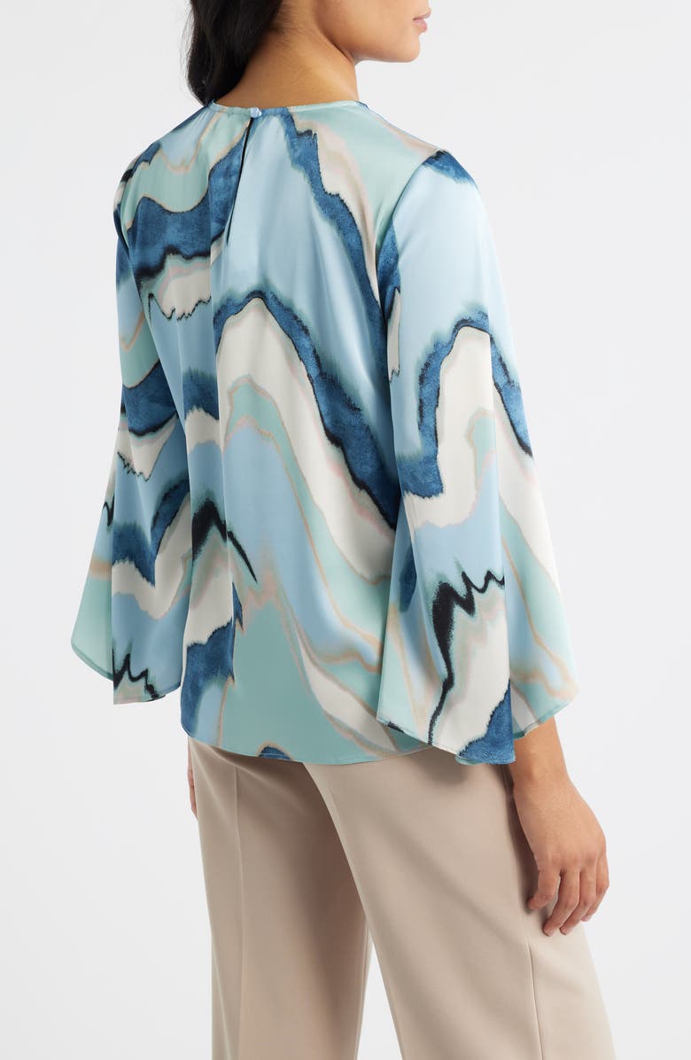 Anne Klein Abstract Print Keyhole Front Angel Sleeve Top, Alternate, color, 