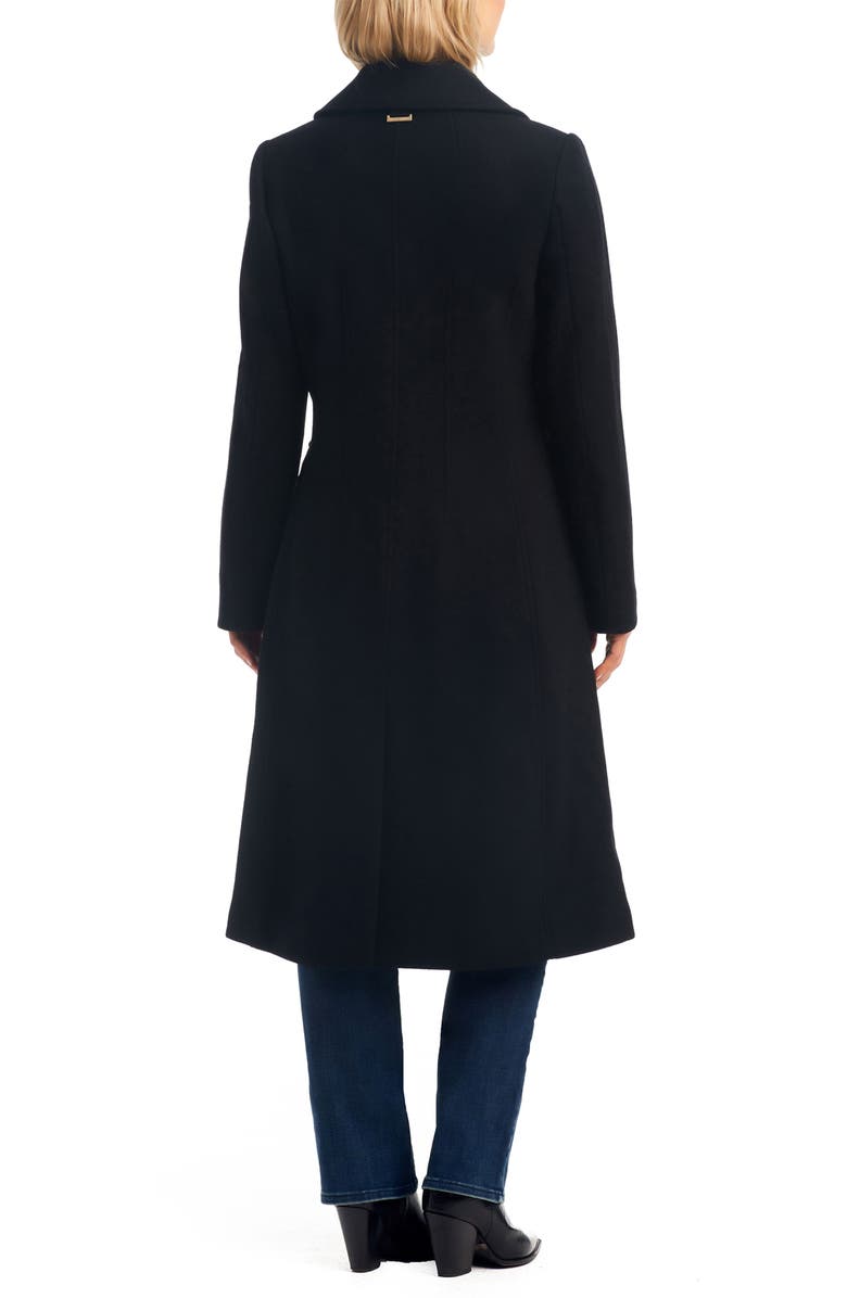 Vince Camuto Double Breasted Wool Blend Coat with Removable Faux Fur Collar, Alternate, color, Black
