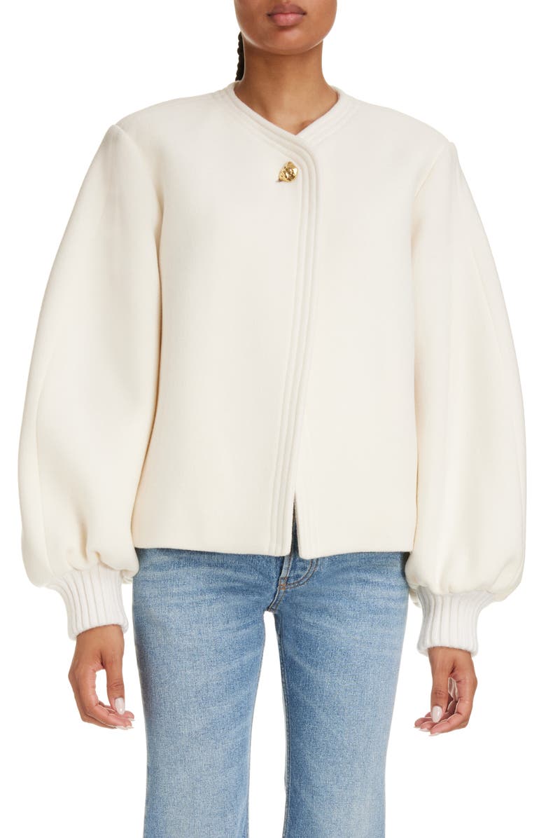 Chloé Balloon Sleeve Wool Blend Jacket, Main, color, 