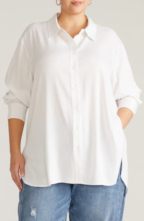 Cooling Oversize Button-Up Shirt (Plus)