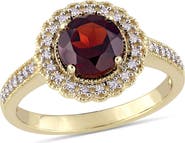 Julianna B. Gemstone & Diamond Halo Ring Yellow-Plated