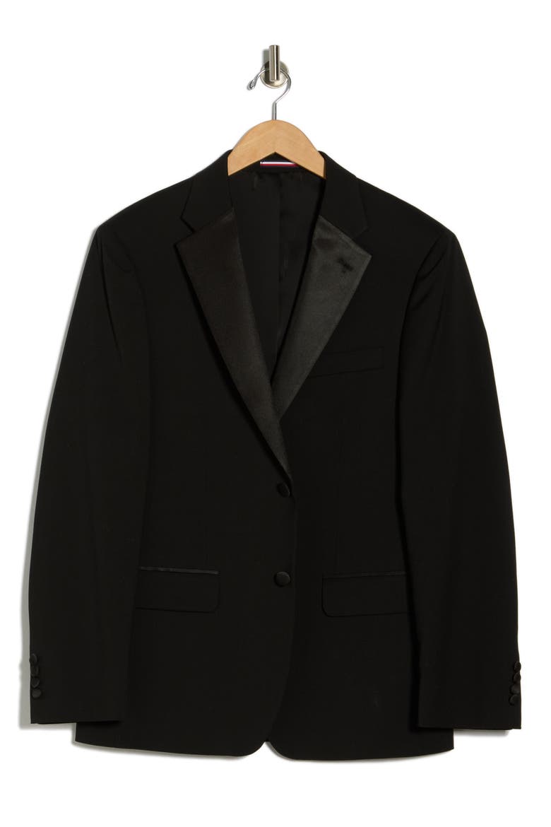 Notched Lapel Tuxedo Jacket, Alternate, color, BLACK TWILL