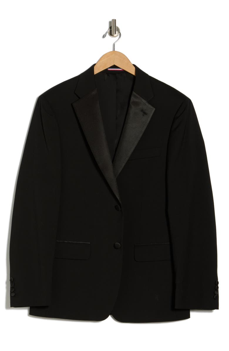 Tommy Hilfiger Notched Lapel Tuxedo Jacket, Alternate, color, Black Twill