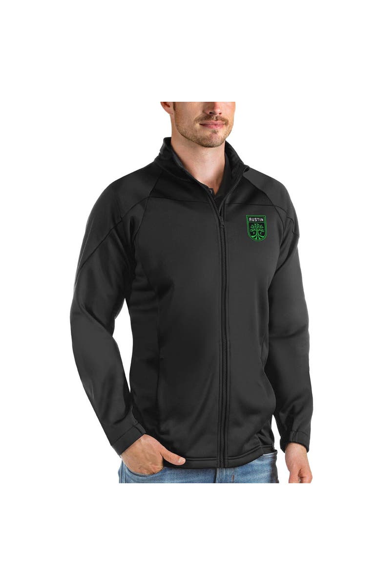 ANTIGUA Men's Antigua Black Austin FC Links Full-Zip Golf Jacket, Main, color,