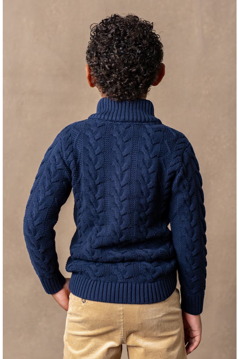 Baby Boys' Organic Mock Neck Cable Sweater, Infant, Alternate, color, Chunky Navy Cable