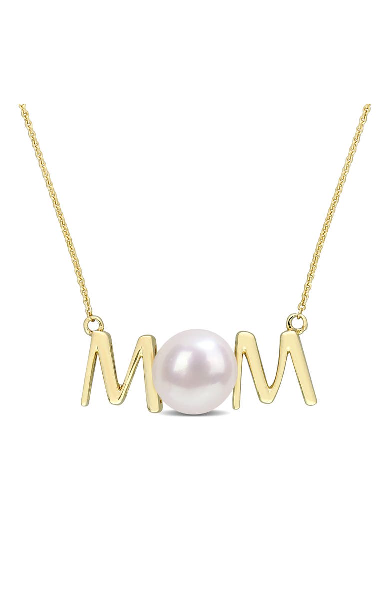 Julianna B. Cultured Pearl "LOVE/MOM" Necklace 10k, Main, color, Mom