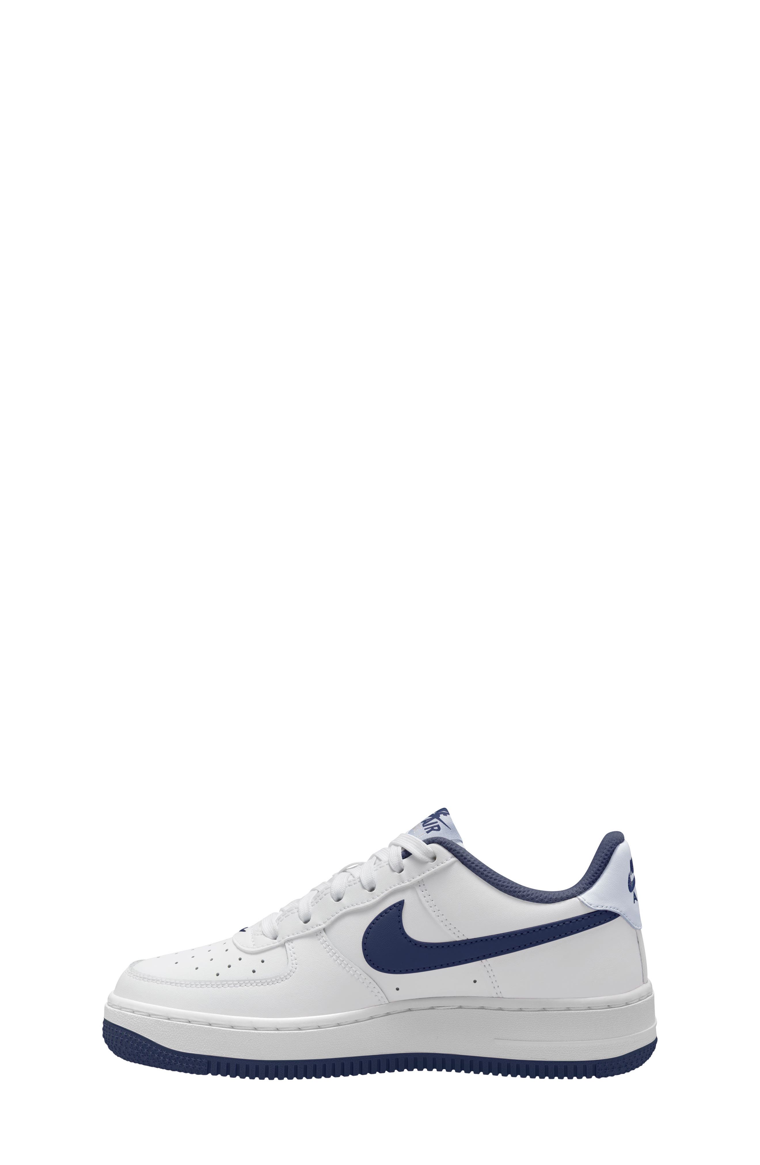 Kids' Air Force 1 Sneaker, Alternate, color, WHITE/ MIDNIGHT NAVY/ GREY