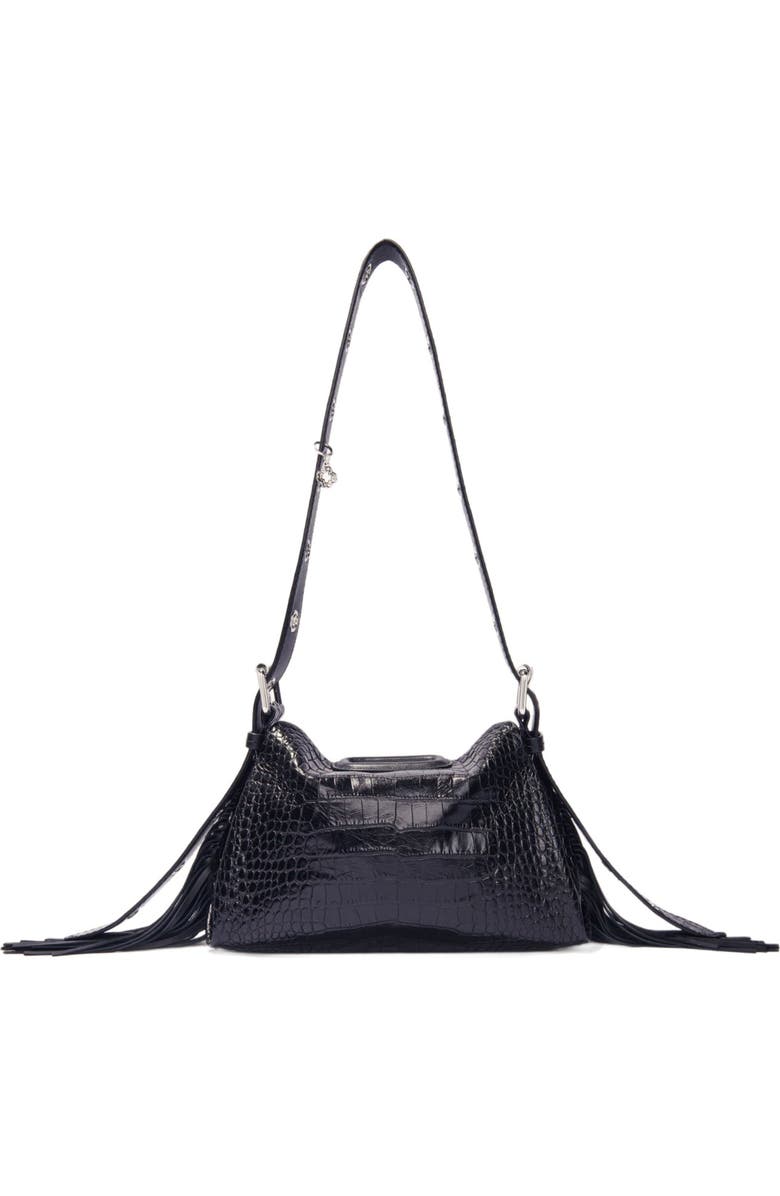 maje Miss M mini embossed leather bag, Alternate, color, Black
