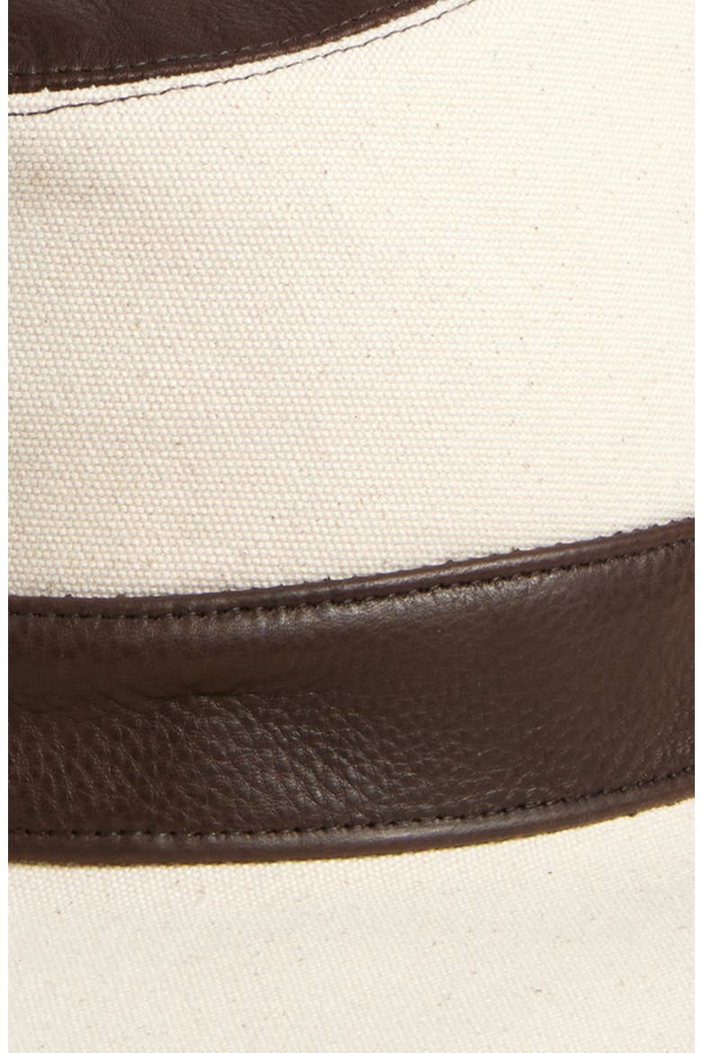 Liora Canvas & Leather Fedora, Alternate, color, NATURAL/ CHOCOLATE