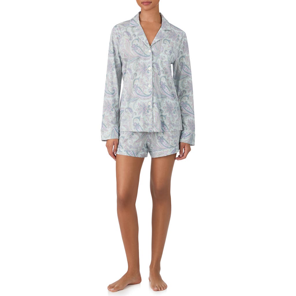 Ralph Lauren Lauren Cotton Blend Pajamas In Blue