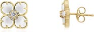 The Lovery Fine Jewelry Mother of Pearl CZ Flower Stud Earrings