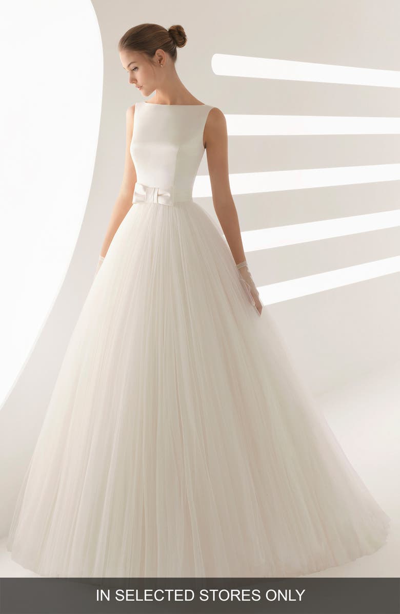 Rosa Clará Aida Satin & Tulle Ballgown Wedding Dress, Main, color,
