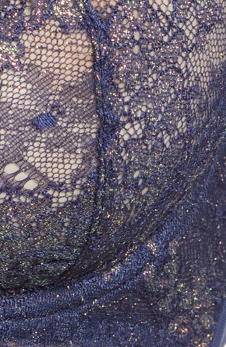 Dita Von Teese Metallic Lace Underwire Bra, Alternate, color, Navy