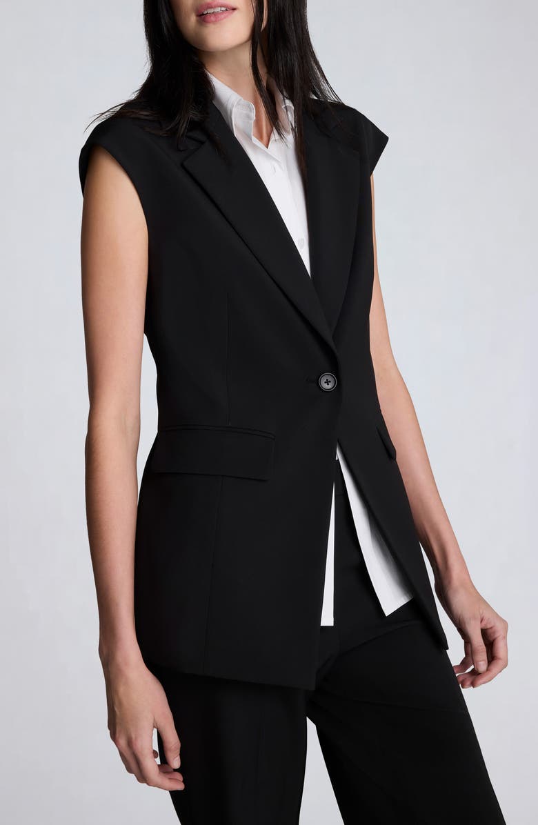 Kenneth Cole Luxe Twill Vest with Inset Shirt, Alternate, color, Black/ Pure White