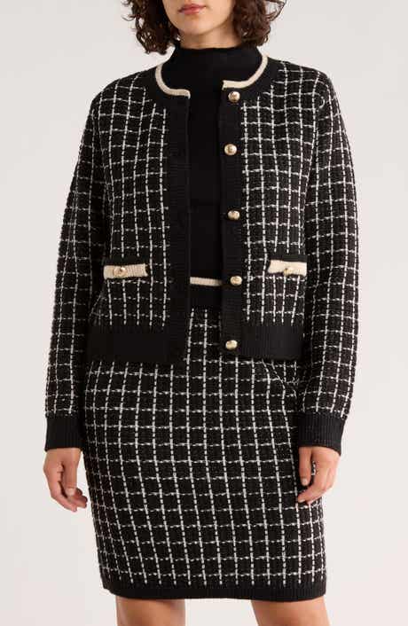 Ellen Tracy Plaid Stitch Cardigan
