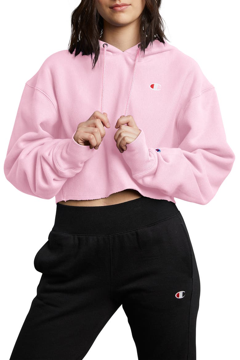 Reverse Weave Crop Hoodie, Main, color, PINK CANDY