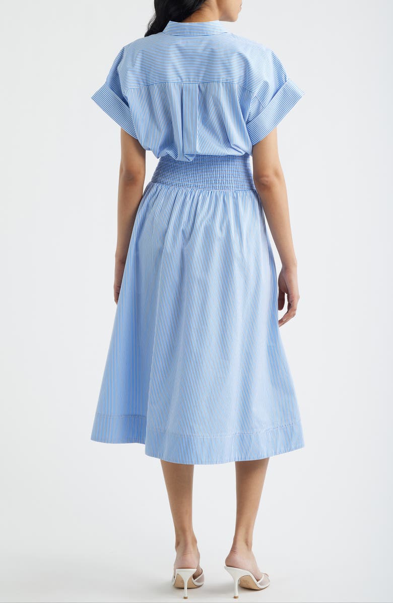 SPANX<sup>®</sup> Stripe Smocked Waist Cotton Midi Dress, Alternate, color, Aster