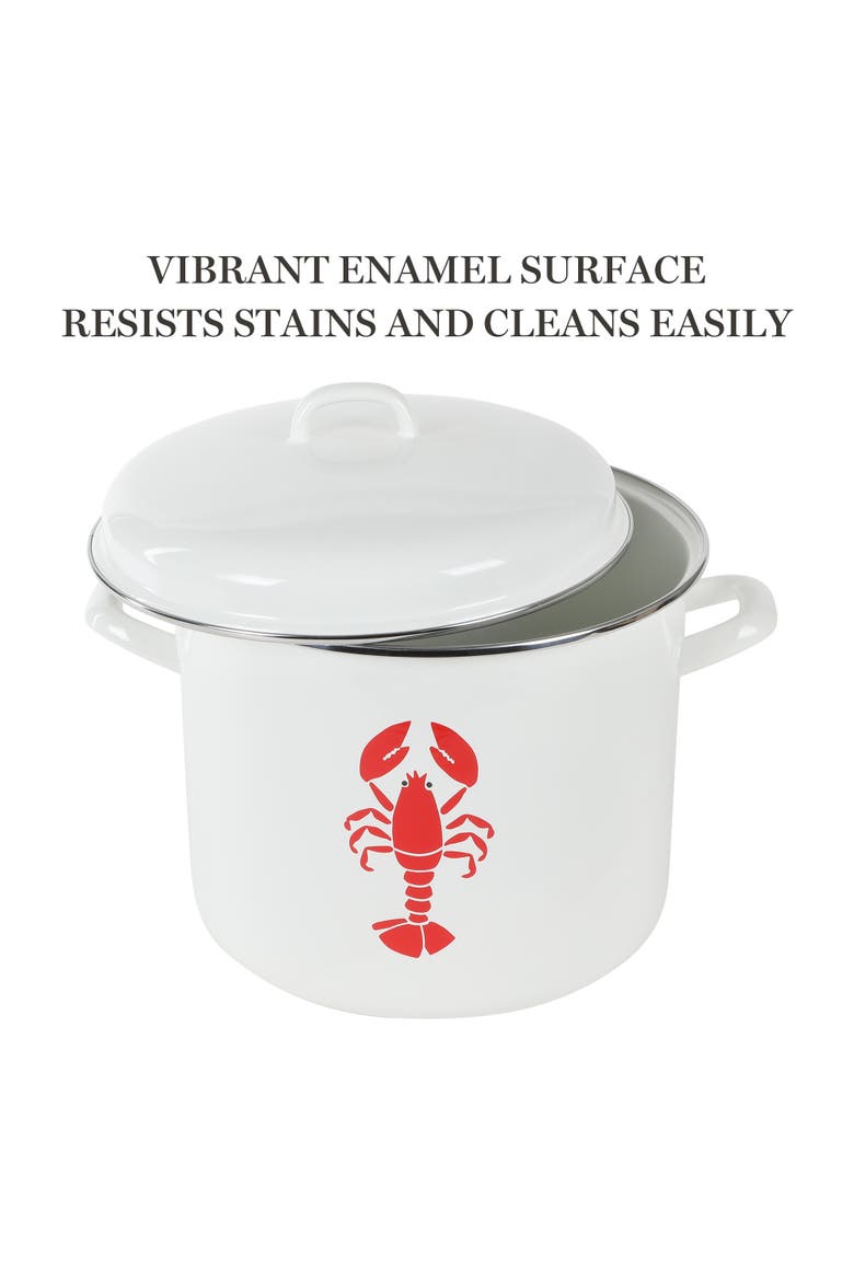 16-Quart Enameled Steel Lobster Pot Stock Pot, Alternate, color, Linen