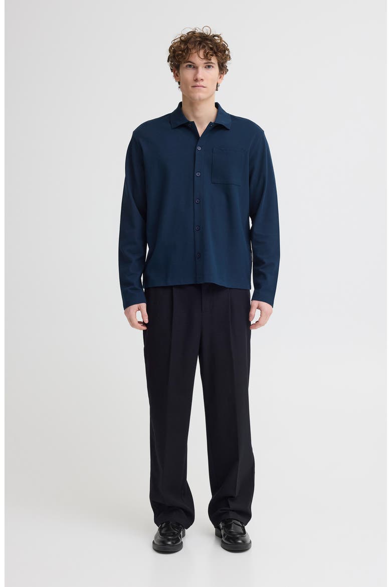 Regular Fit Cotton Button-Up Shirt, Alternate, color, NAVY BLAZER