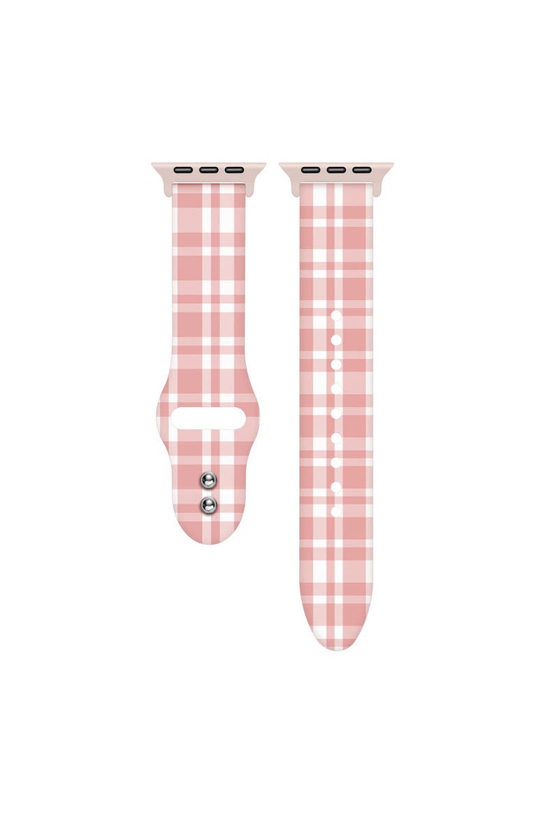 Blush Plaid Silicone Band for Apple Watch + Smartwatch, Alternate, color, Blush Plaid
