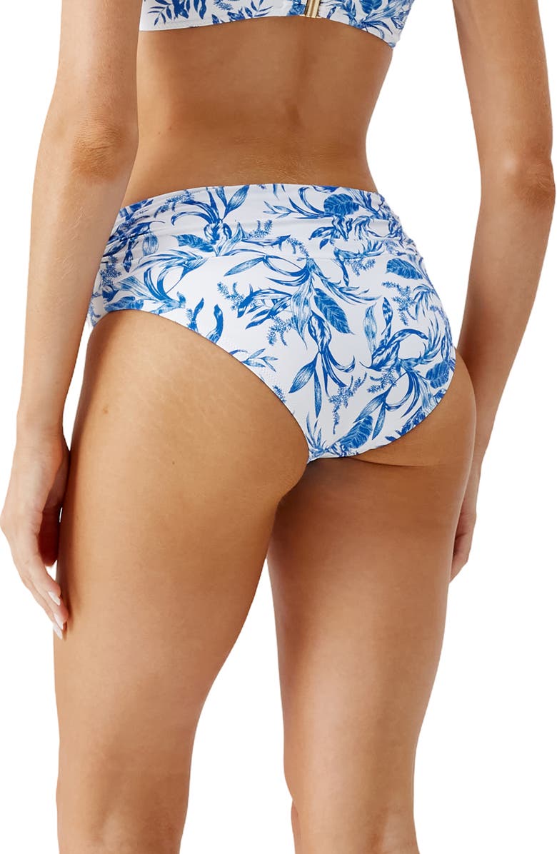 Melissa Odabash Bel Air Ruched Bikini Bottoms, Alternate, color, Blue Leaf