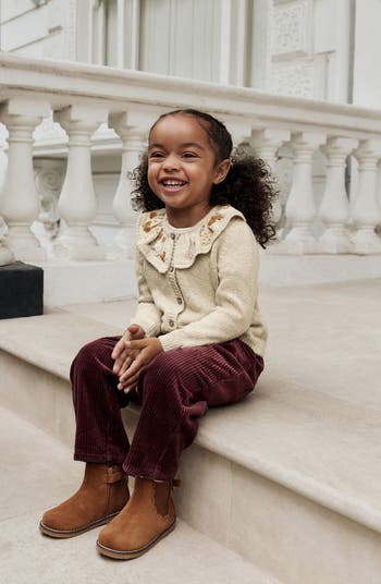 Kids' Embroidered Collar Cardigan