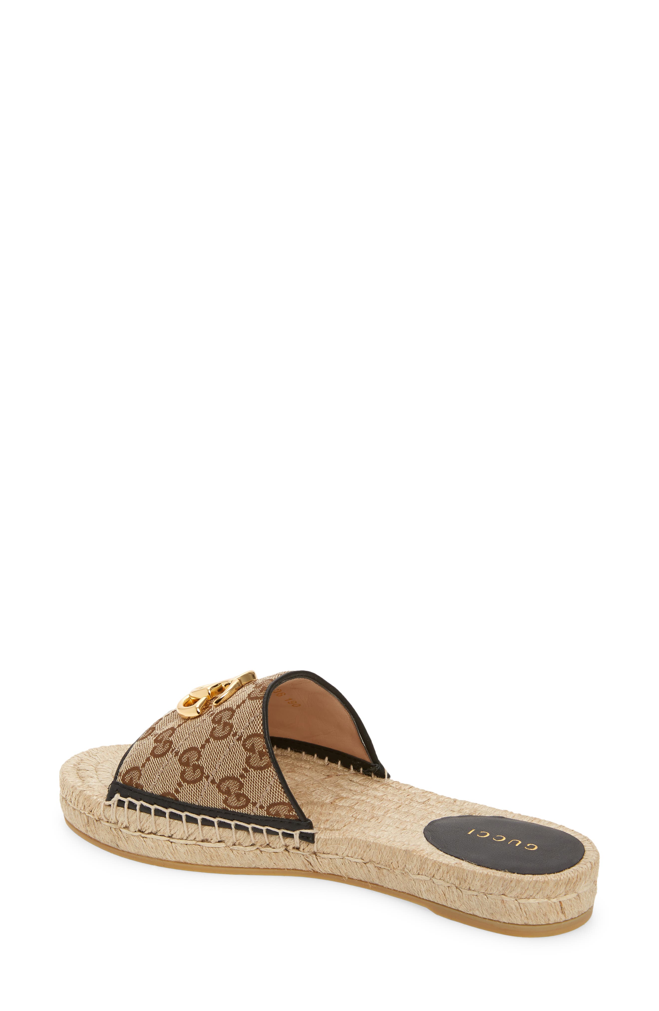 Gucci Pilar Original GG Canvas Espadrille Slide Sandal, Alternate, color, 