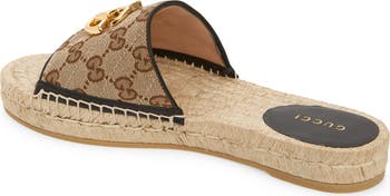Gucci Pilar Original GG Canvas Espadrille Slide Sandal