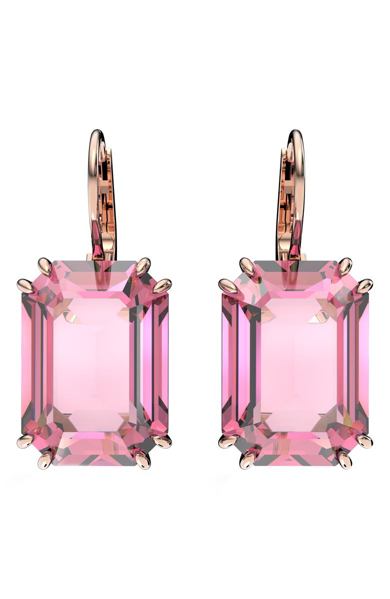 Swarovski Millenia Octagon Crystal Drop Earrings, Main, color, Pink