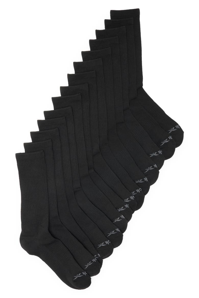 7-Pack Cushioned Crew Length Socks, Main, color, BLACK