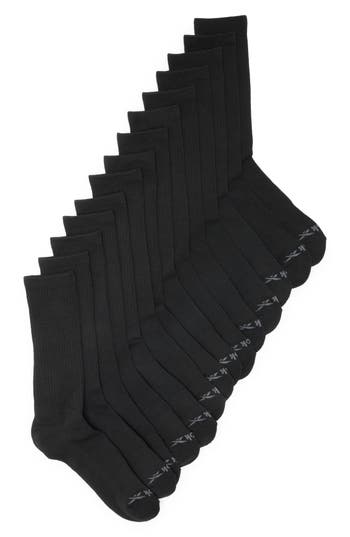 Reebok 7-pack Cushioned Crew Length Socks In Black
