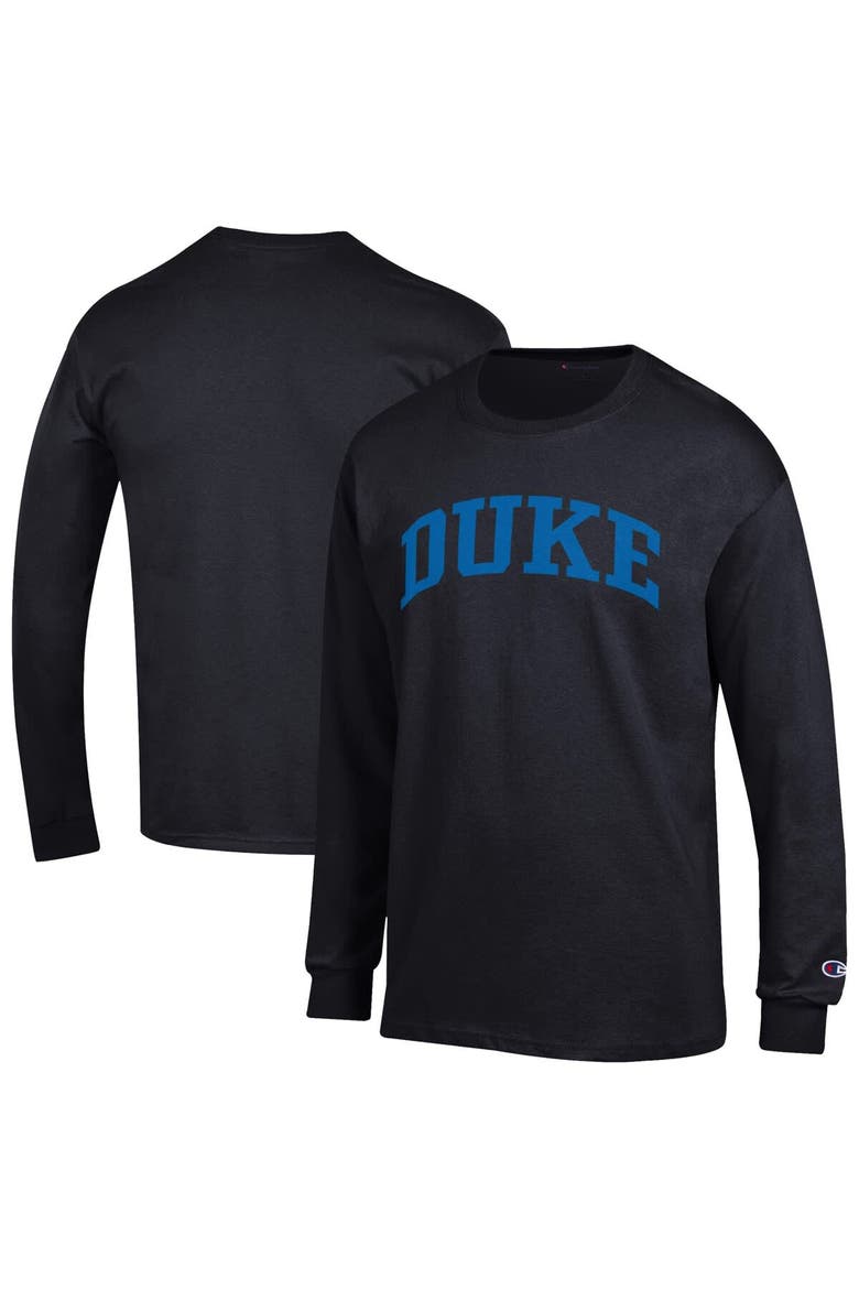 Men's Champion  Black Duke Blue Devils Basic Arch Long Sleeve T-Shirt, Main, color, Black
