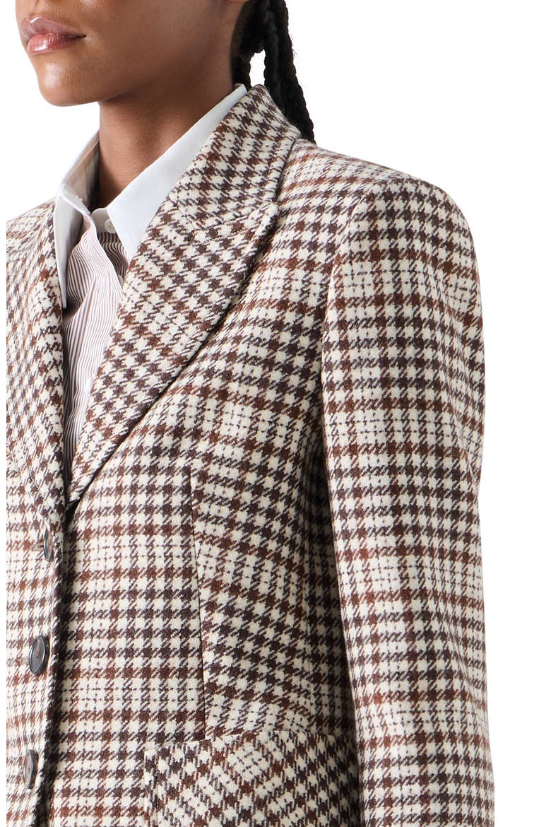 Check Wool Blend Tweed Tailored Jacket, Alternate, color, WINTER WHITE-ESPRESSO