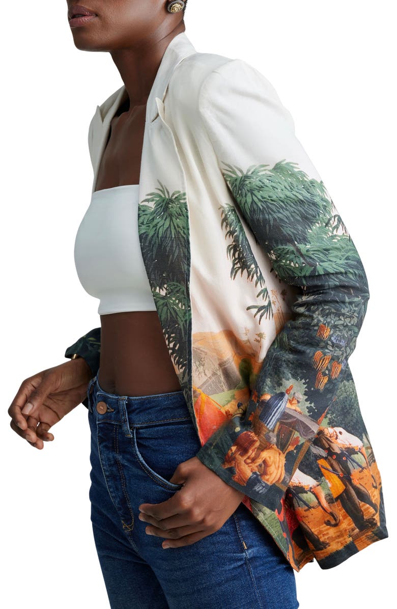 holiCHIC Misha Linen & Cotton Blazer, Alternate, color, White