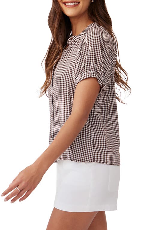 Bella Dahl Short Sleeve Raglan Shirt In Brown Micro Gingham