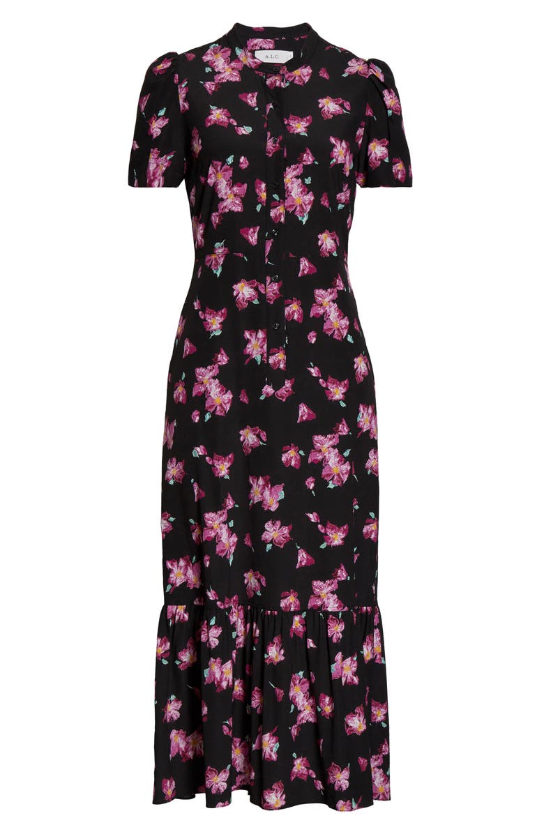 A.L.C. Dylan Floral Puff Sleeve Stretch Silk Shirtdress, Alternate, color,