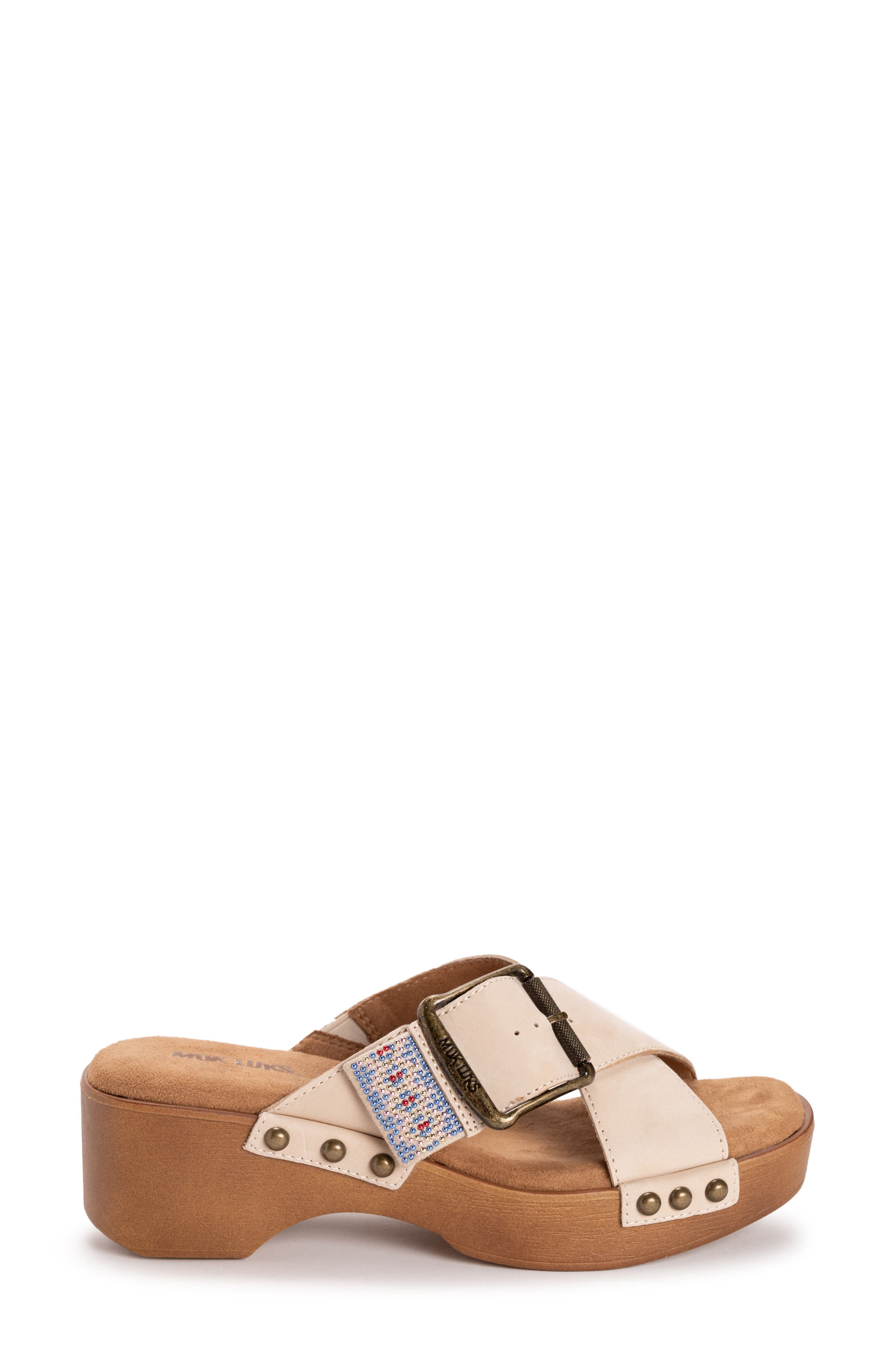 Platform Slide Sandal, Alternate, color, NATURAL NUBUCK