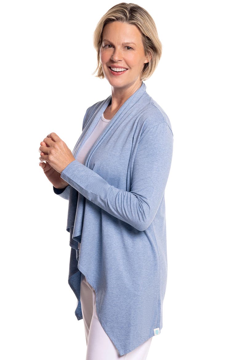 Women's Marietas Long Sleeve Sun Wrap, UPF 50+ Sun Protection, Alternate, color, Light Blue Heather