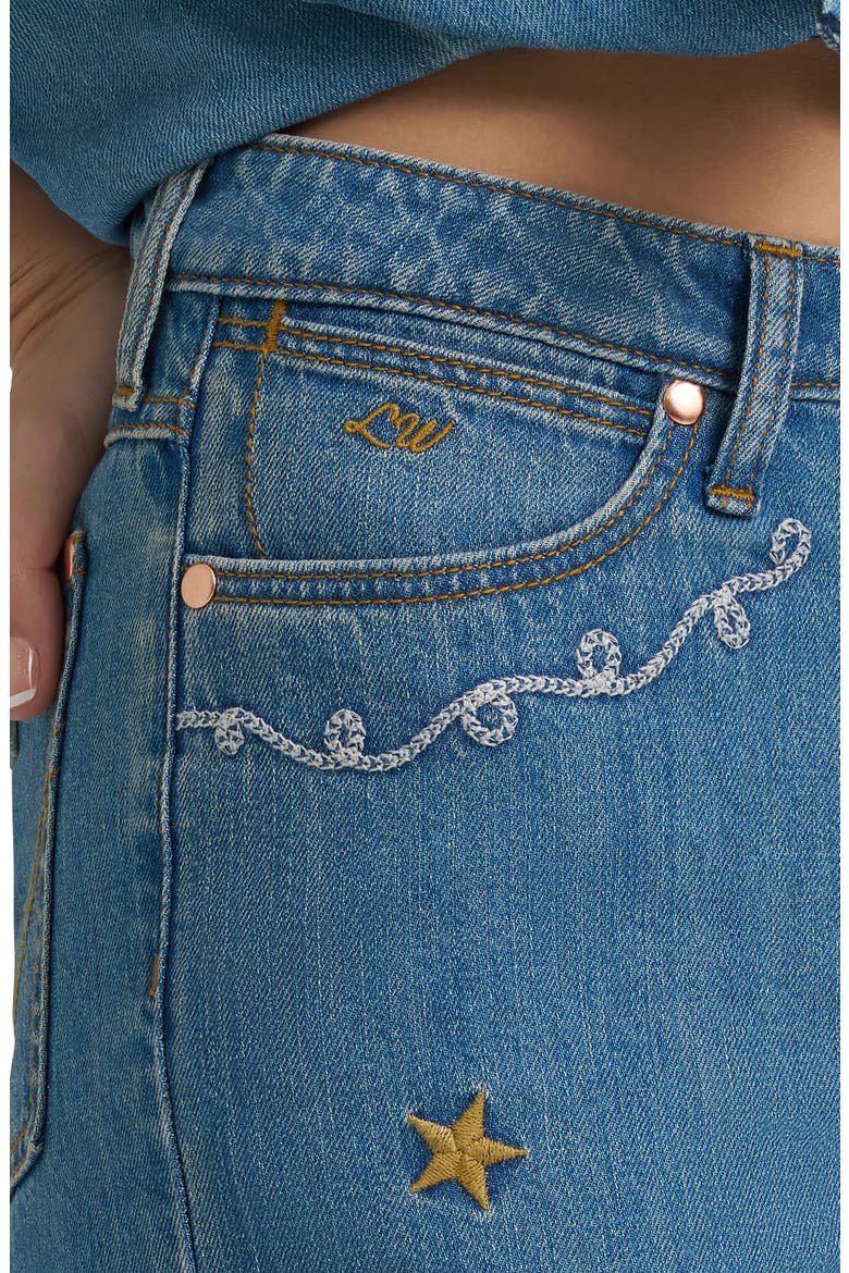 x Lainey Wilson Embroidered Cheeky Wide Leg Jeans, Alternate, color, DENIM