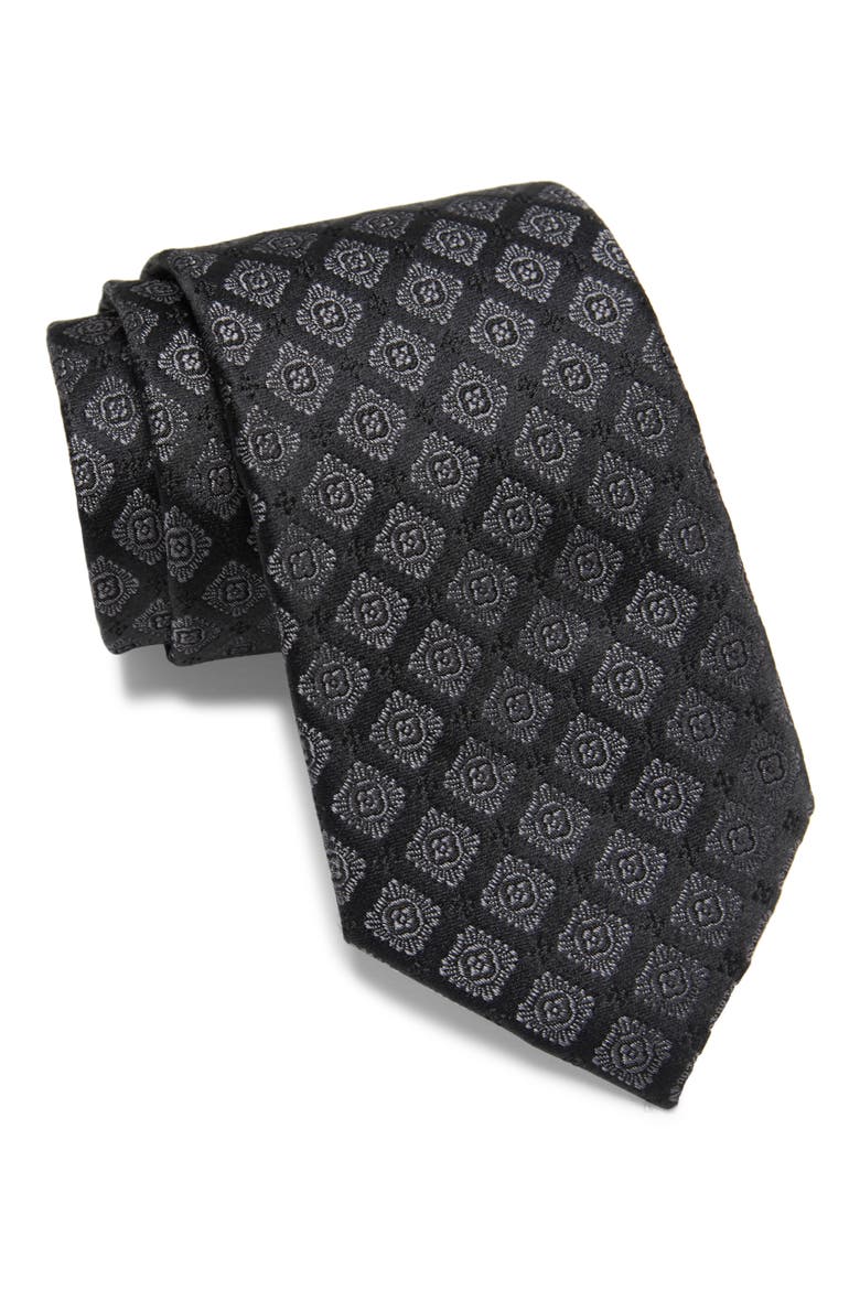 Halley Neat Silk Tie, Main, color, BLACK