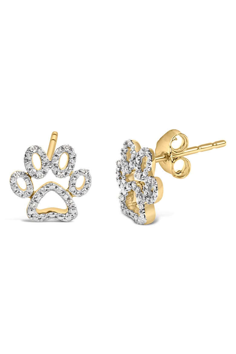 Gold Vermeil Diamond Accent Pet Paw Earring, Alternate, color, Silver