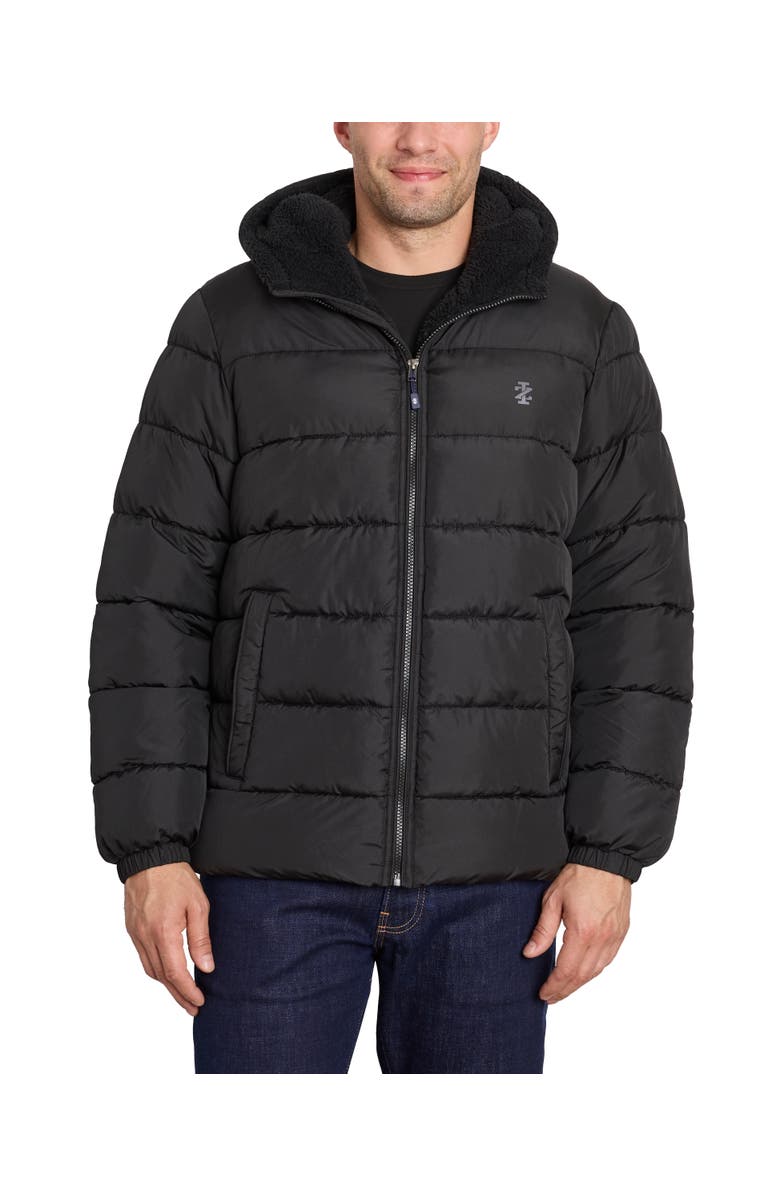 IZOD Men's Fleece Lined Hooded Heavyweight Puffer Jacket, Main, color, Black