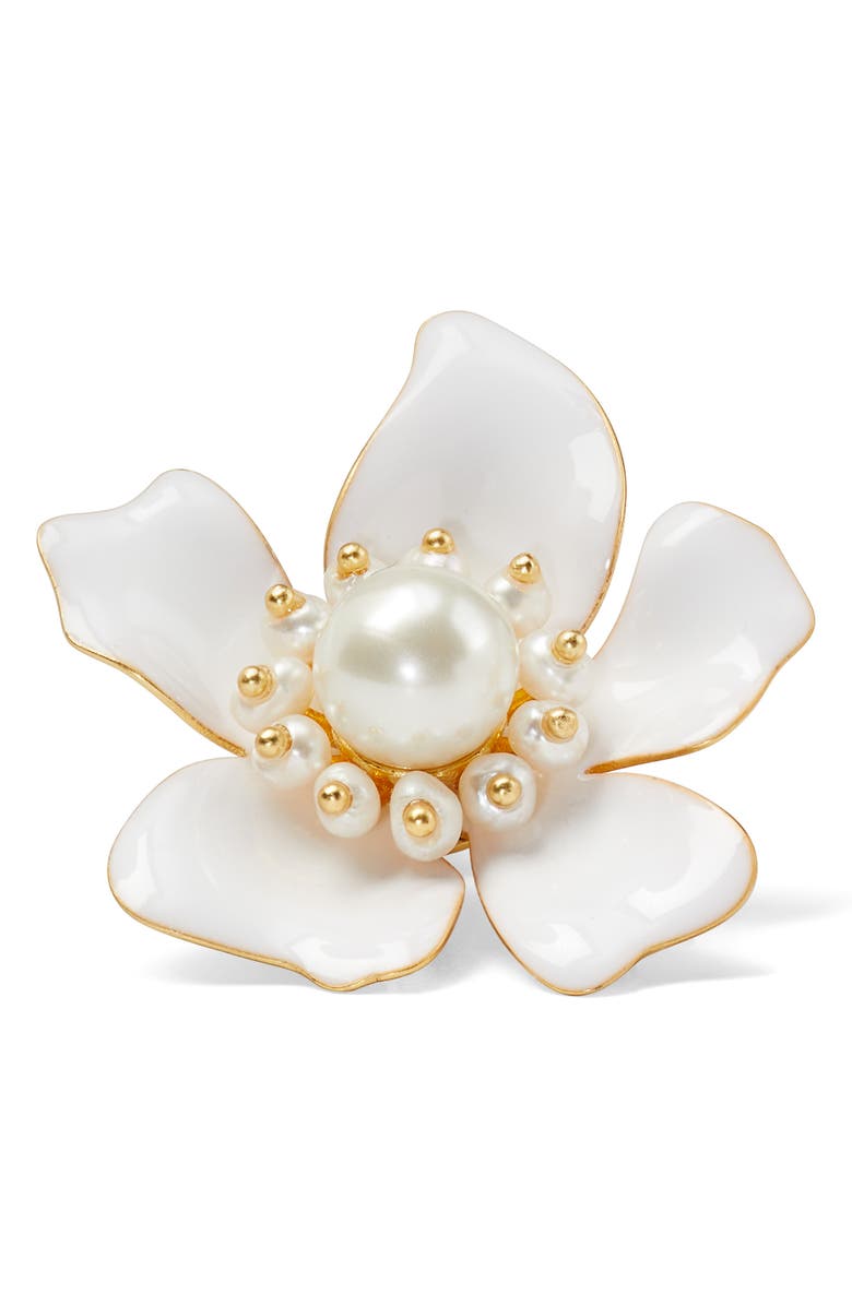 Kate Spade New York floral imitation pearl statement stud earrings, Alternate, color,