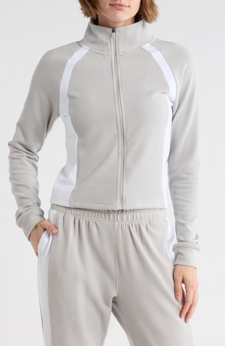 YOGALICIOUS Ultra Mélange Vogue Fit Fleece Full Zip Sweatshirt, Main, color, Lunar Dust