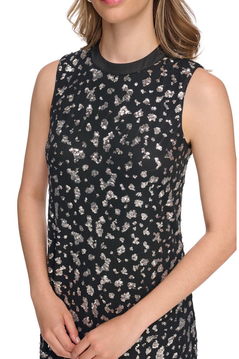 Sequin Sleeveless Dress, Alternate, color, BLACK / SILVER