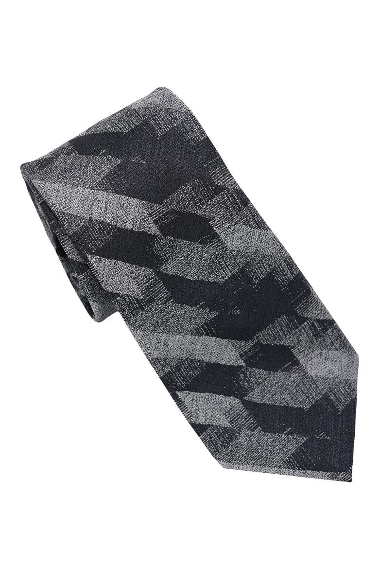 Large Houndstooth Print Tie, Main, color, BLACK/ WHITE