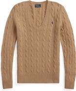 Polo Ralph Lauren Kimberly Cable Wool & Cashmere V-Neck Sweater