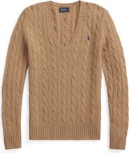 Polo Ralph Lauren Kimberly Cable Wool 
Cashmere V-Neck Sweater