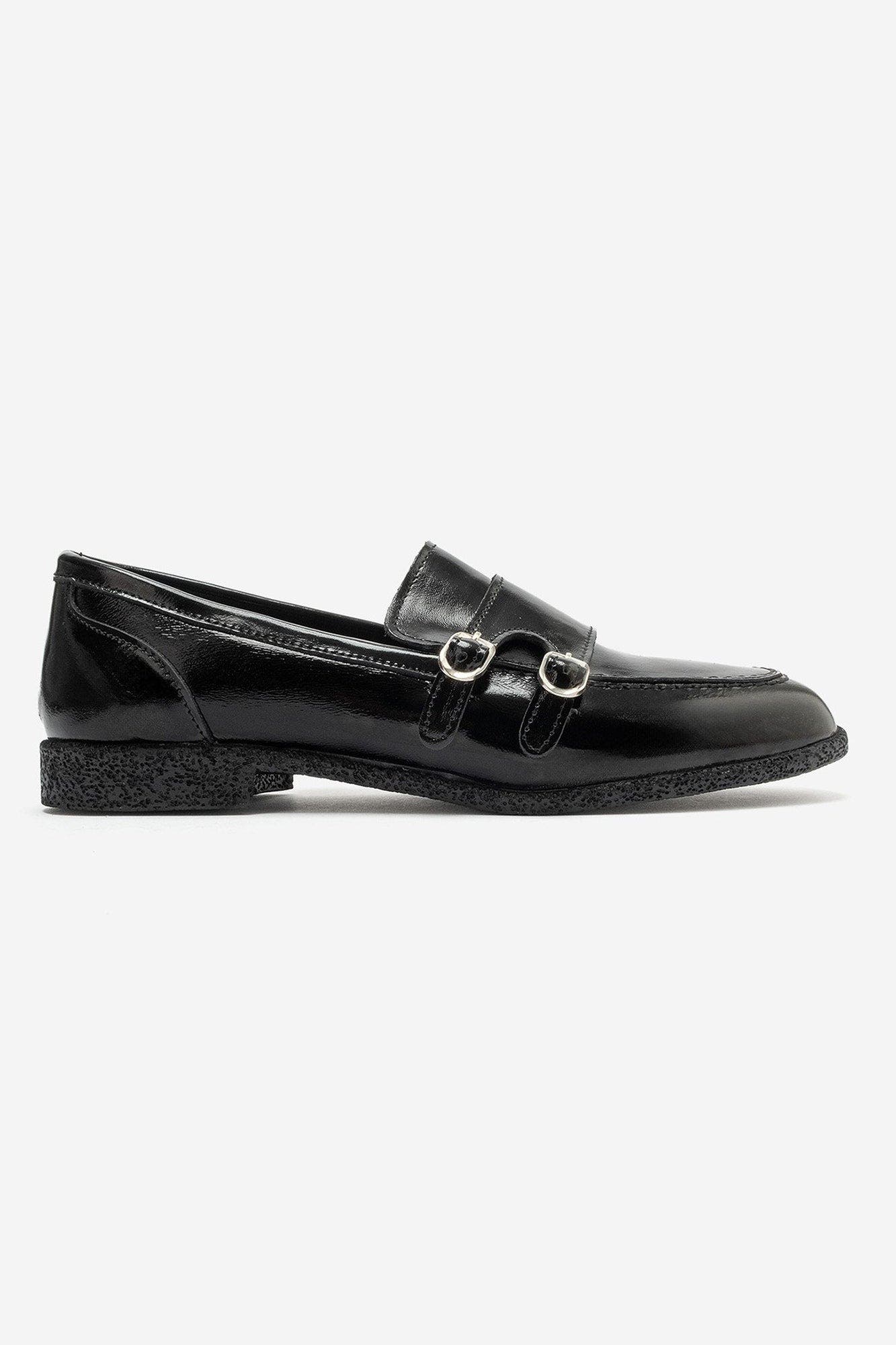 Daly Leather Buckle Loafer, Alternate, color, Black Patent